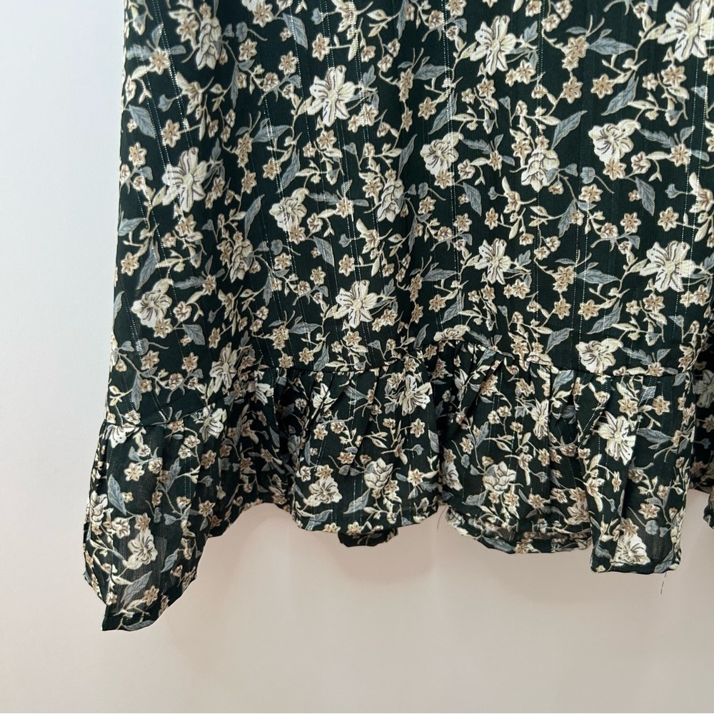 VICI from Nordstrom Dark Green Floral Dress with Metallic Stripe, Size XS - Picture 5 of 10